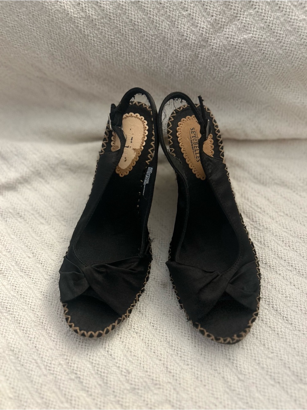 Seychelles Black Knot Slingback Wedges
